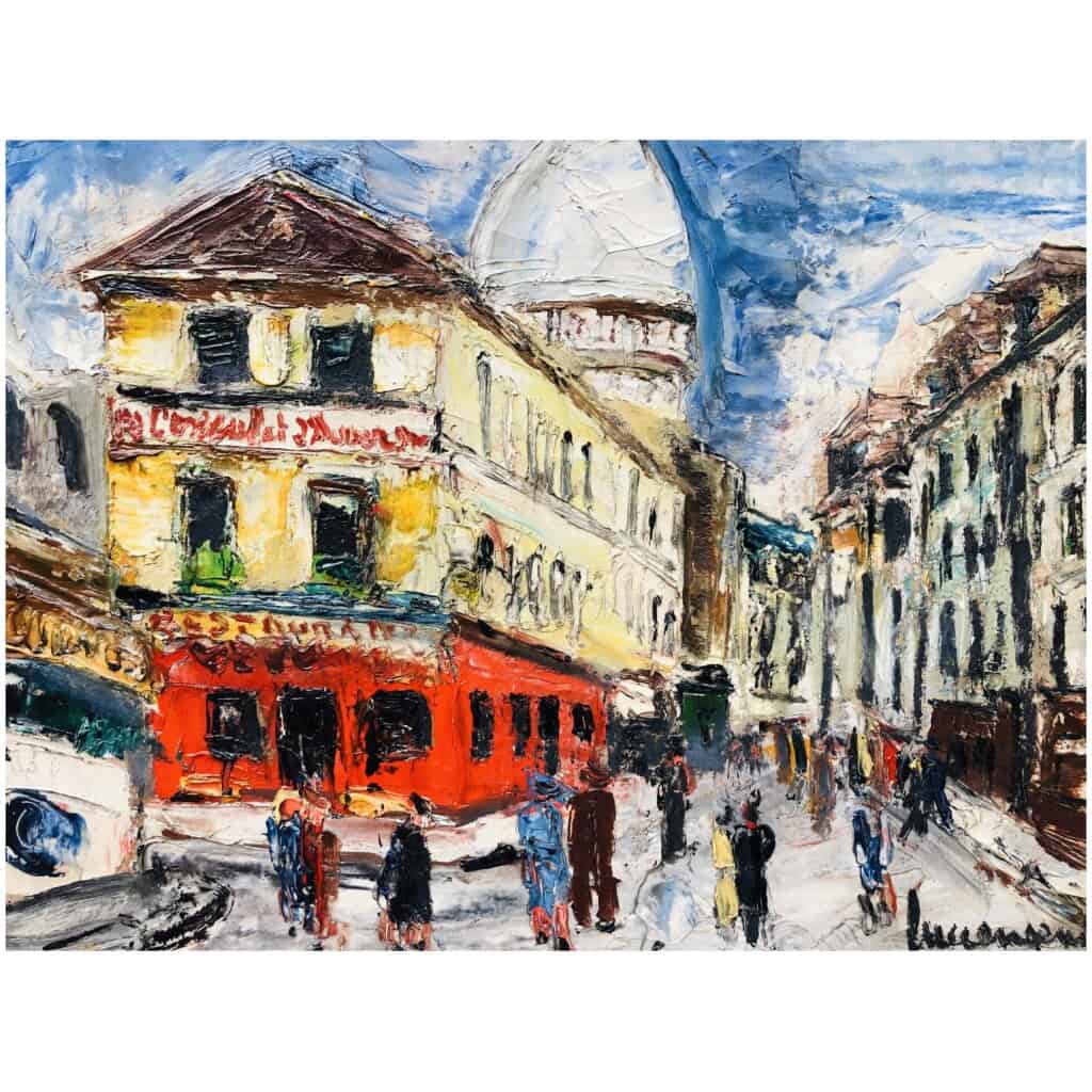 GENIN Lucien Painting 20th Paris Montmartre Rue Norvins XXth Painting Oil On Canvas Signed 8