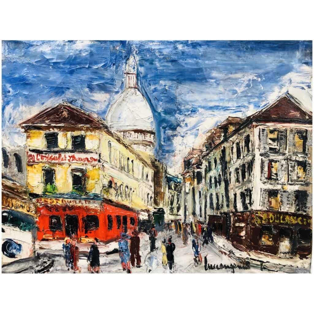GENIN Lucien Painting 20th Paris Montmartre Rue Norvins XXth Painting Oil On Canvas Signed 7