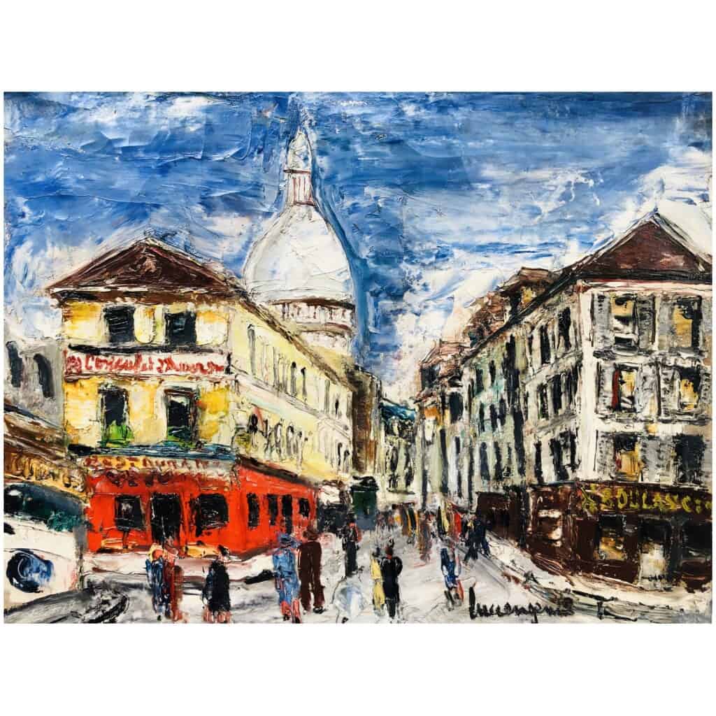 GENIN Lucien Painting 20th Paris Montmartre Rue Norvins XXth Painting Oil On Canvas Signed 6