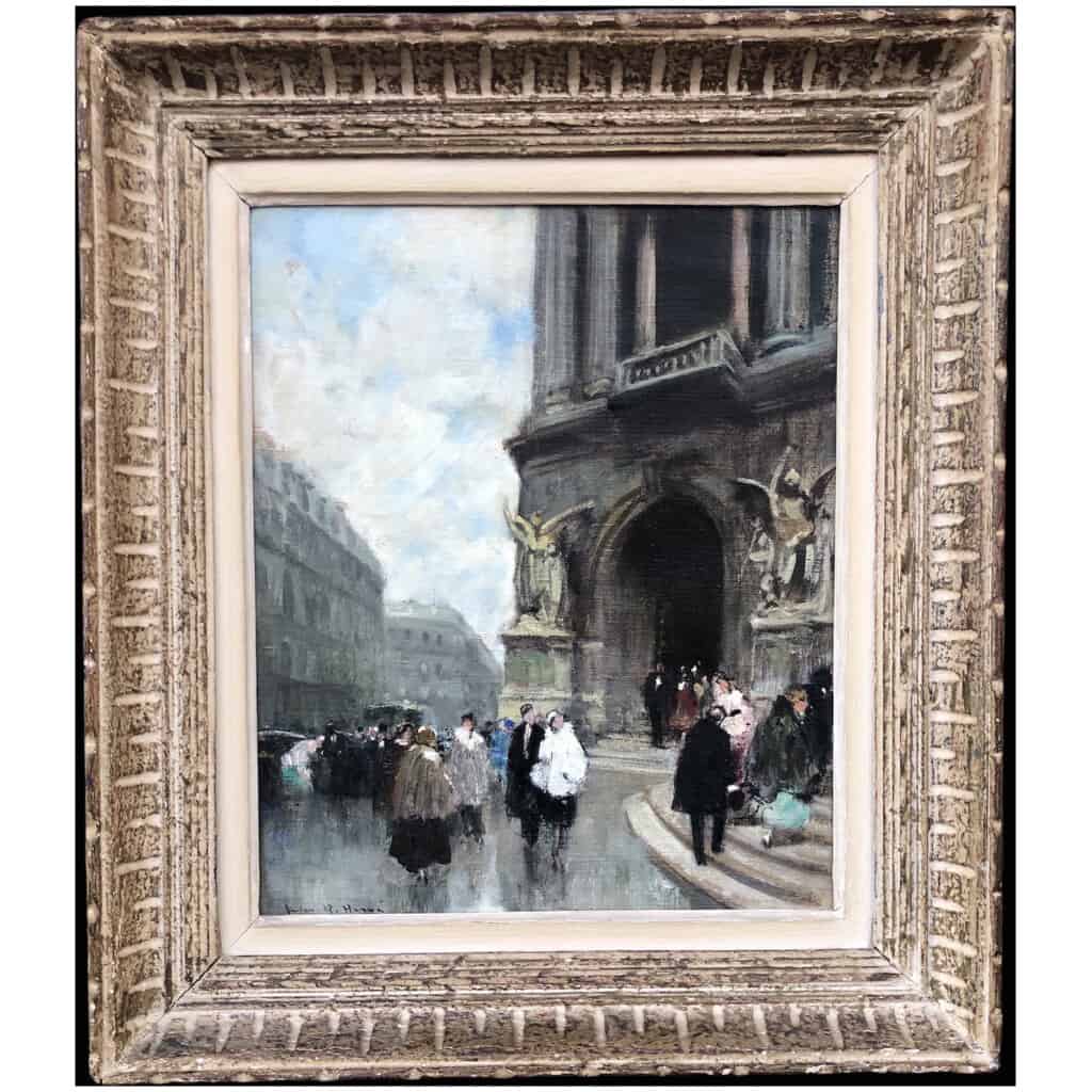 HERVE Jules 20th century painting Evening at the Paris Opera Oil on canvas signed 8