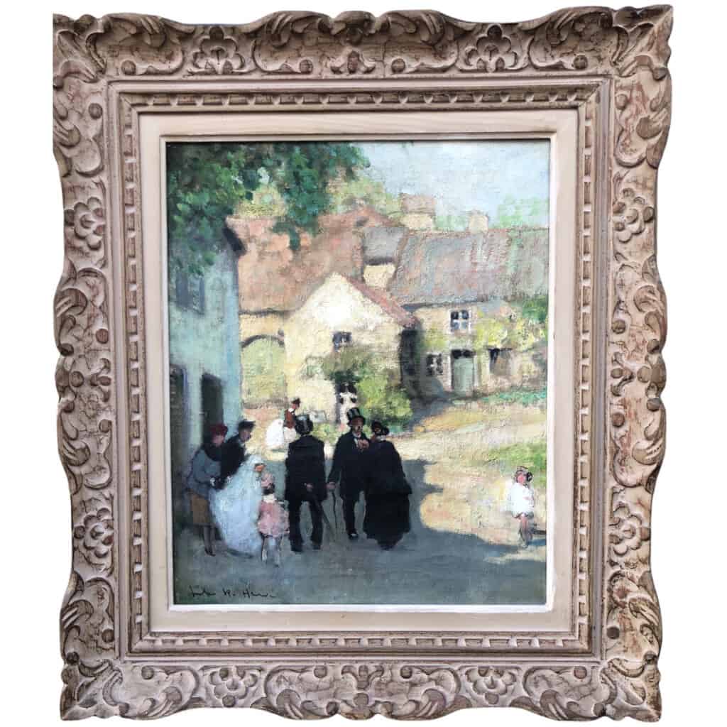 HERVE Jules 20th century painting Communion day in the countryside Oil on canvas signed 3