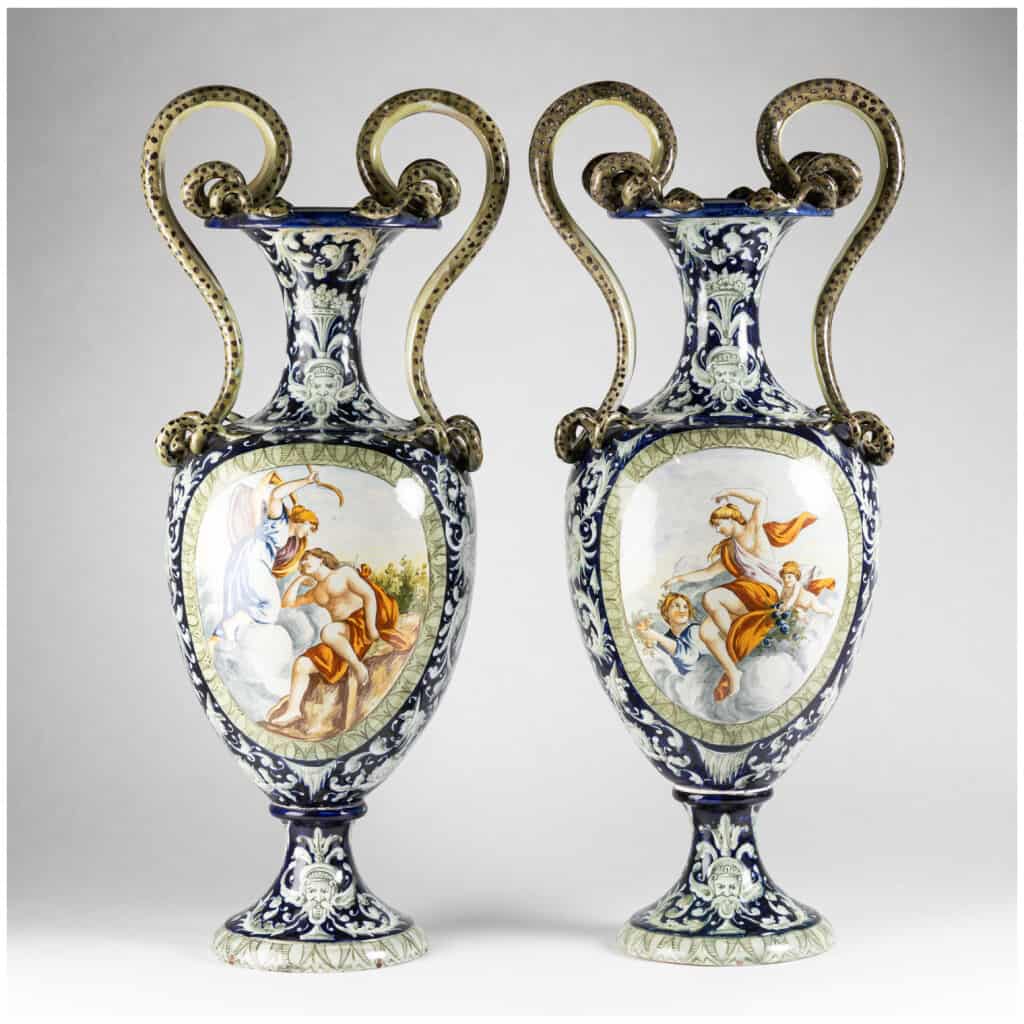 Pair of Italian porcelain vases, XIXe 3