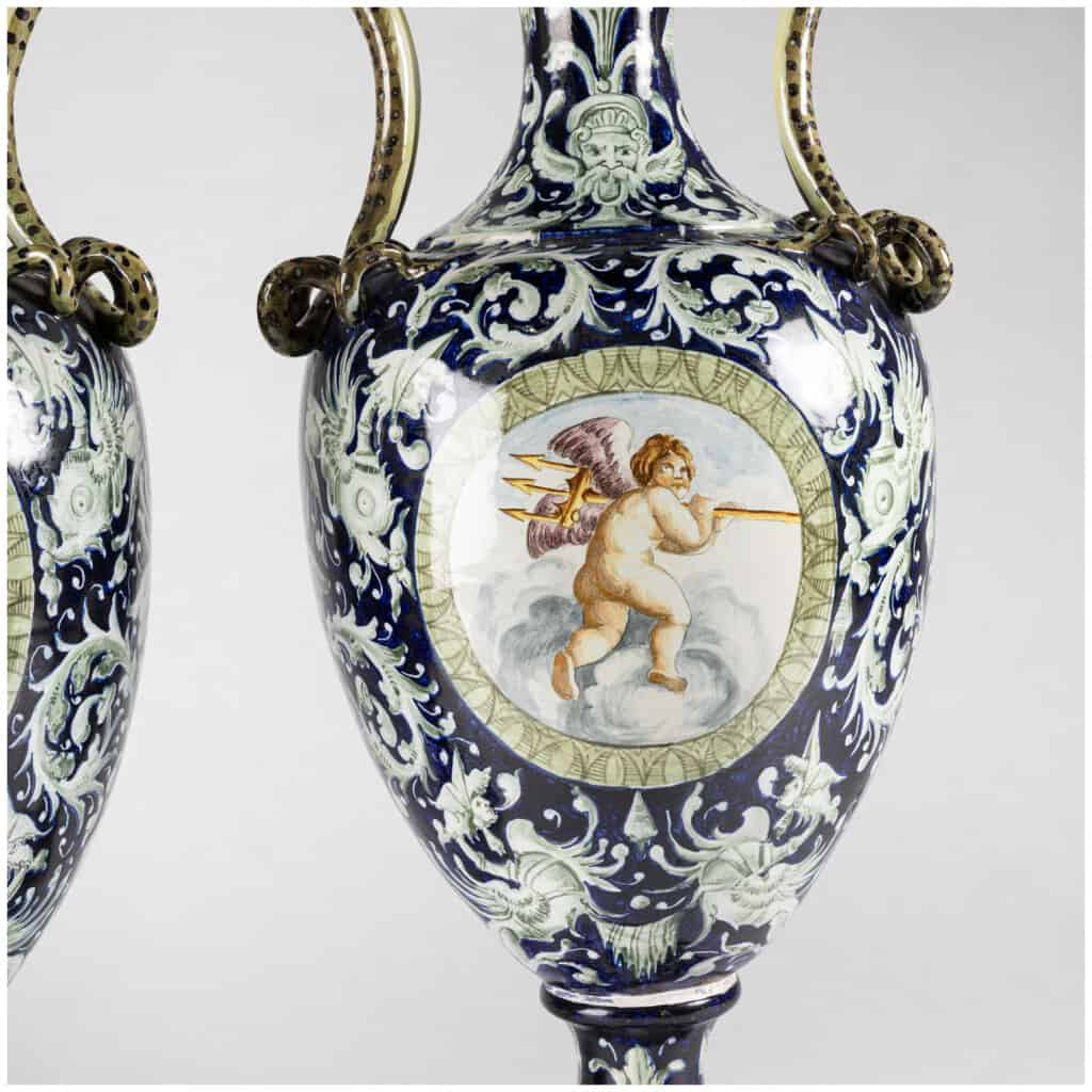 Pair of Italian porcelain vases, XIXe 12