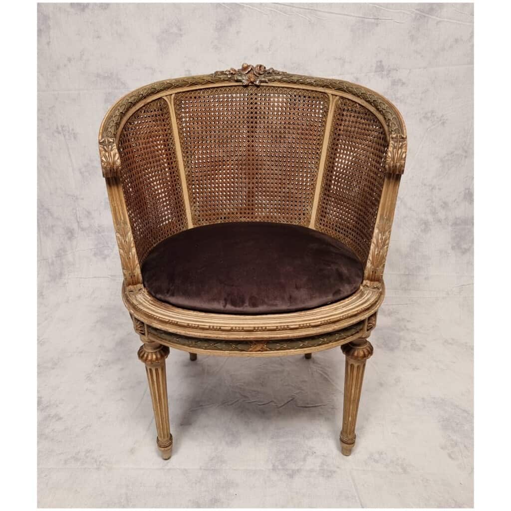 Fauteuil de Bureau de style Louis XVI – Bois Laqué – 19ème 5