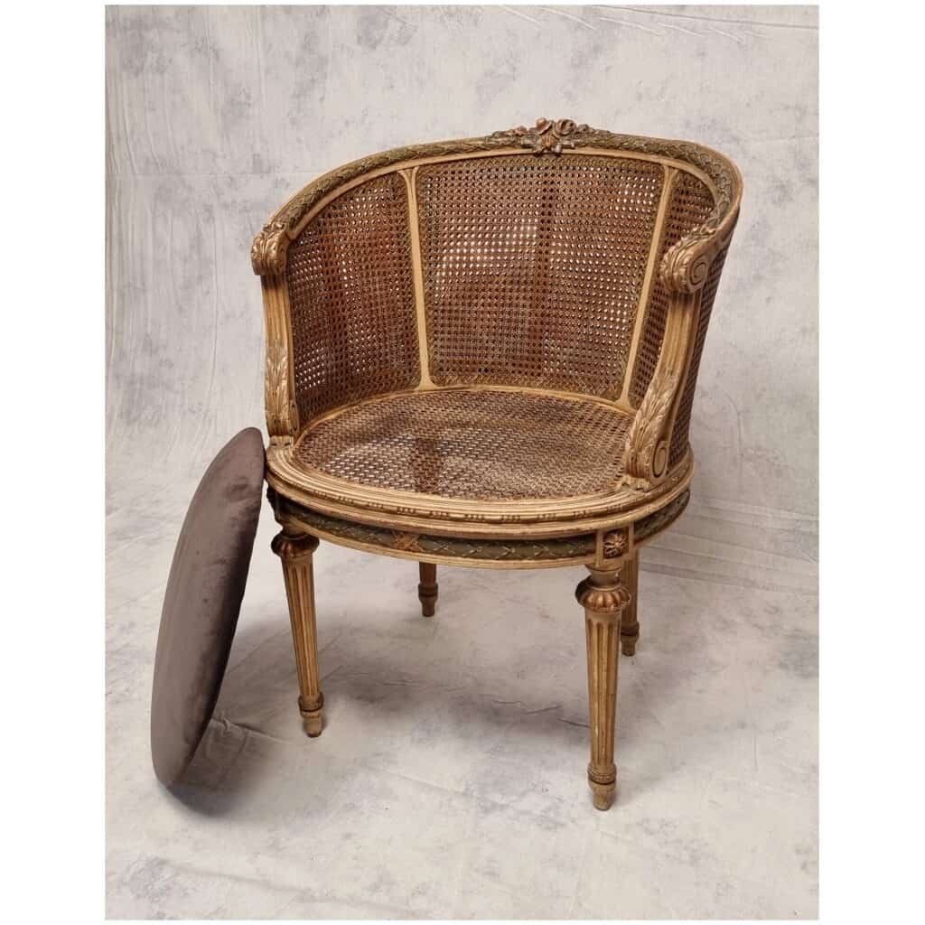 Fauteuil de Bureau de style Louis XVI – Bois Laqué – 19ème 4