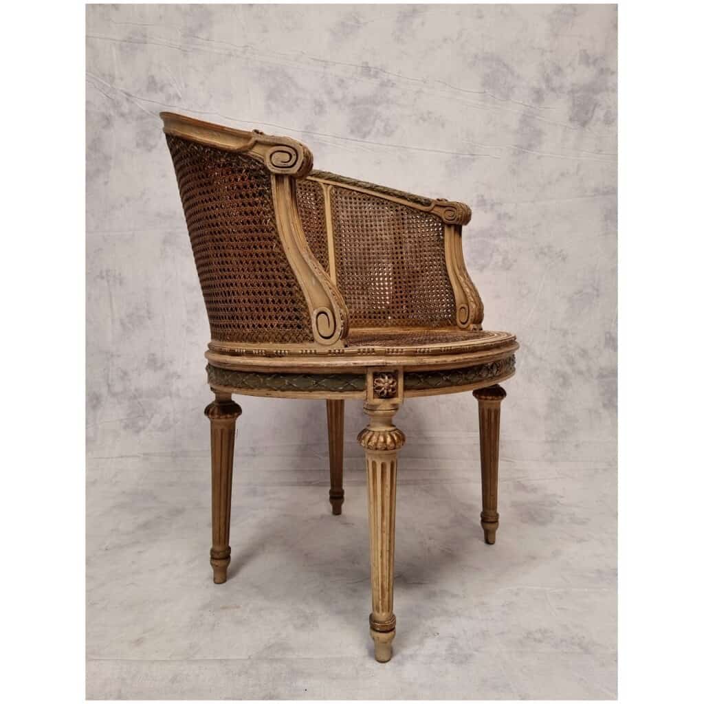 Fauteuil de Bureau de style Louis XVI – Bois Laqué – 19ème 8