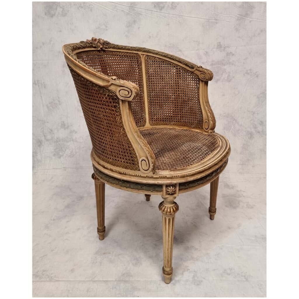 Fauteuil de Bureau de style Louis XVI – Bois Laqué – 19ème 10