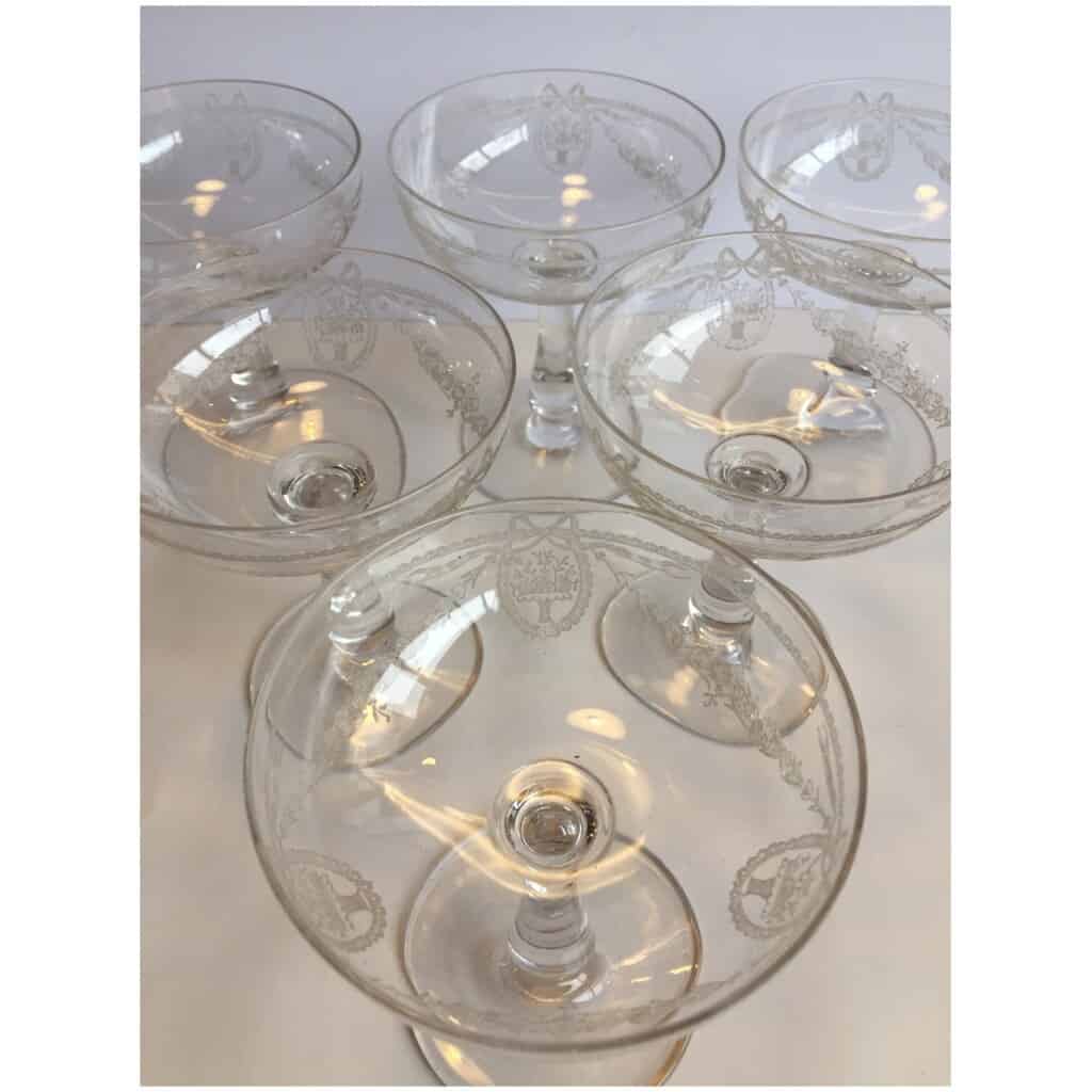 6 Saint-Louis Sapho 4 champagne glasses