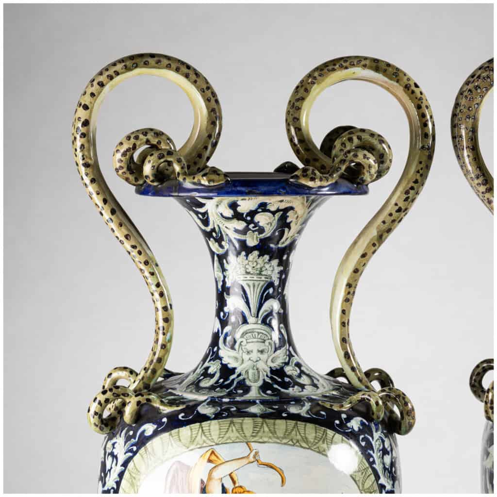 Pair of Italian porcelain vases, XIXe 6