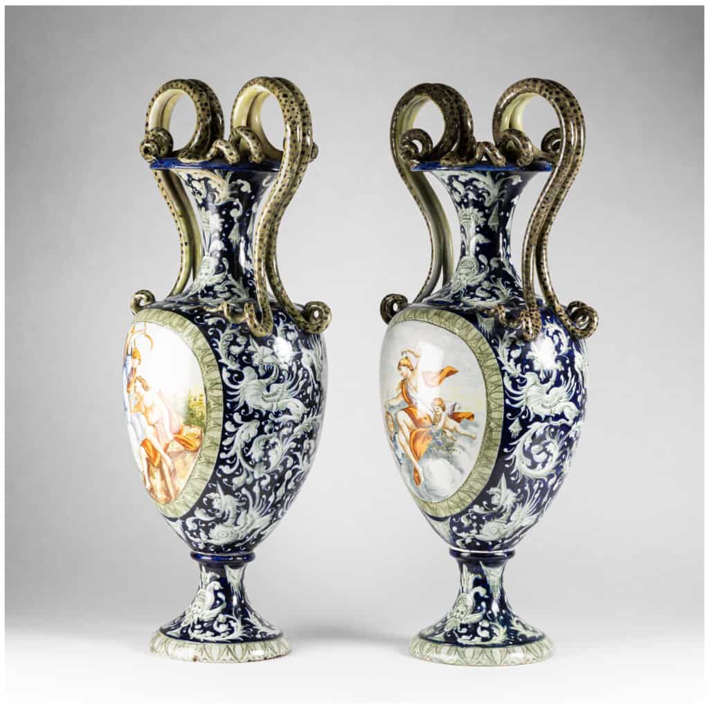 Pair of Italian porcelain vases, XIXe 8