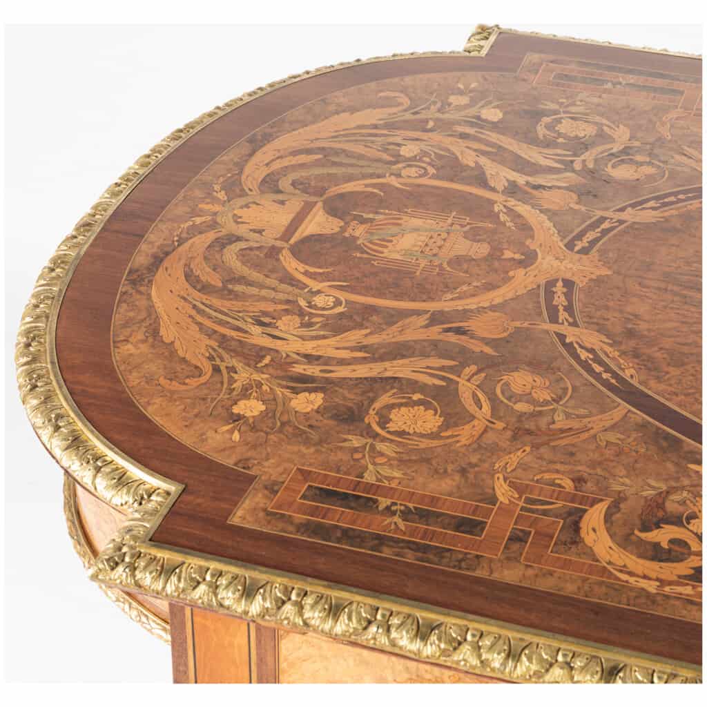 Middle table inlaid with the allegory of music, XIXe 9