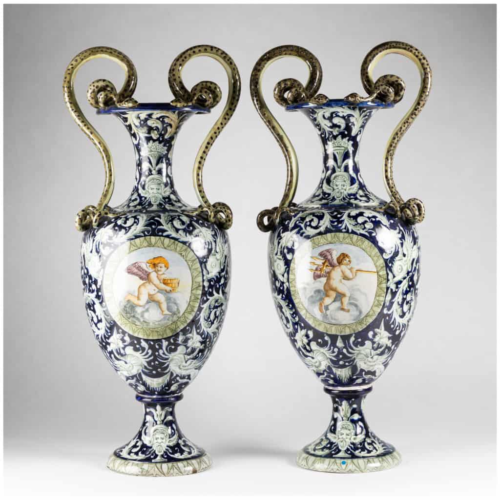 Pair of Italian porcelain vases, XIXe 10