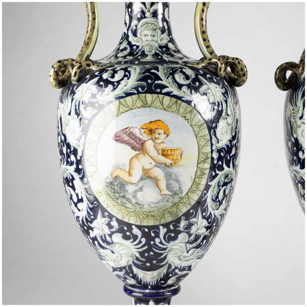 Pair of Italian porcelain vases, XIXe 11