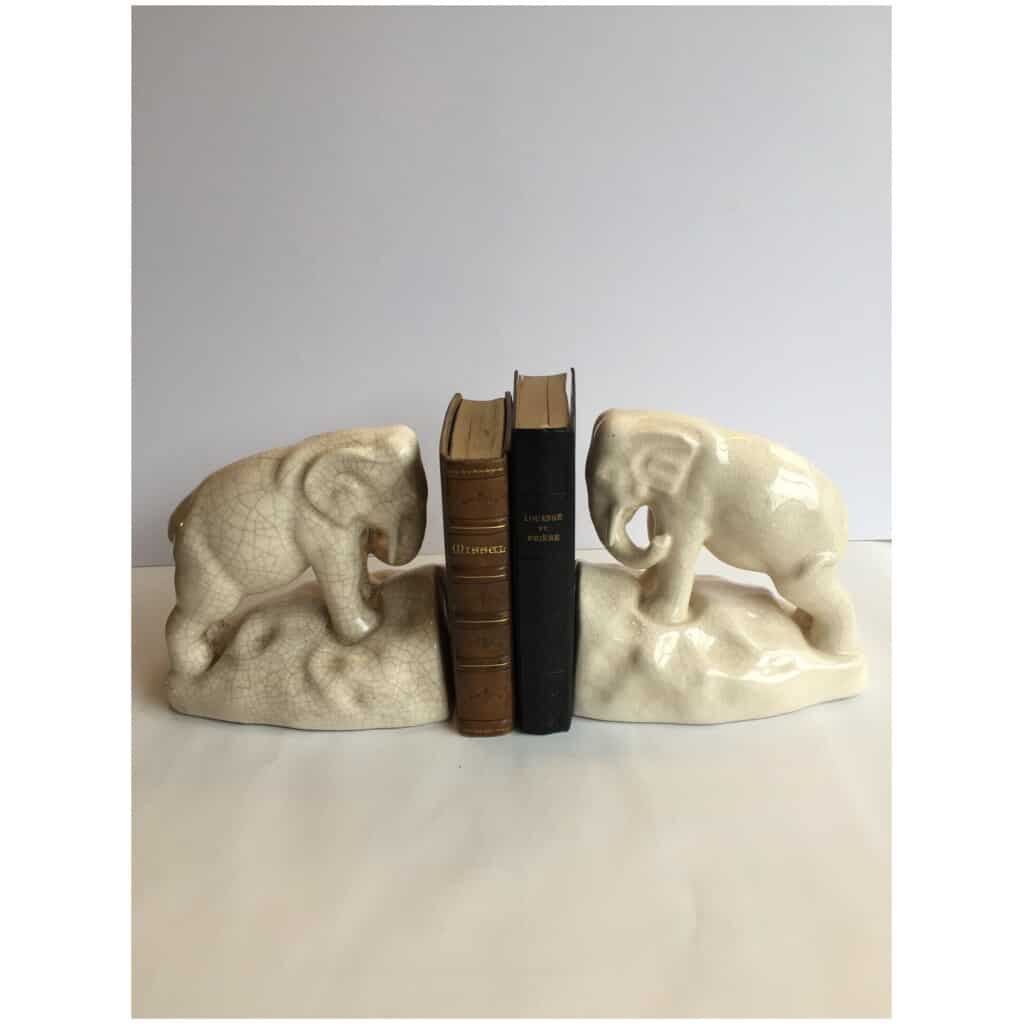 Serre-livres éléphants Art deco 3