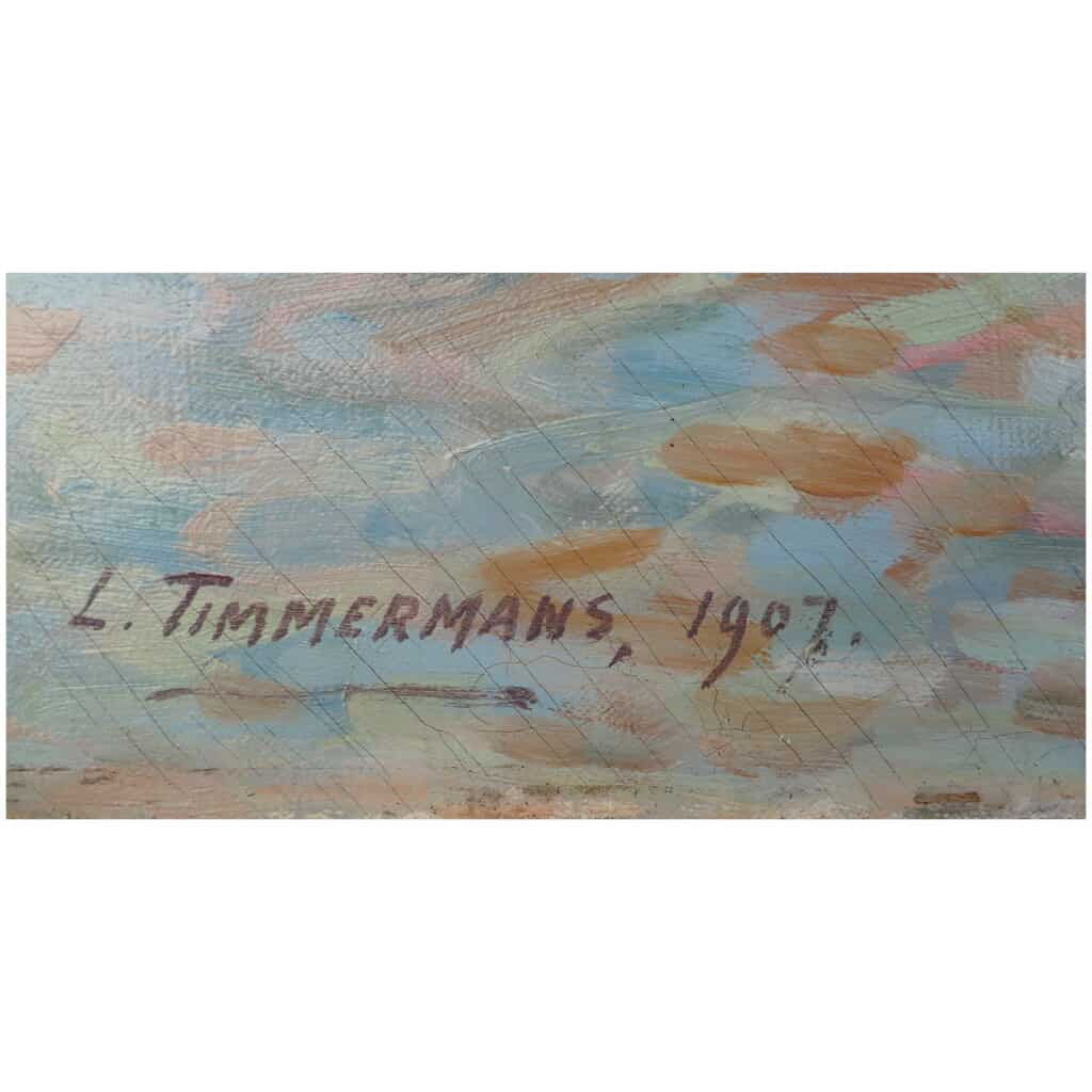 Timmermans Louis Ecole Française 19è Marine Barques Sardinières Huile Sur Toile Signée datée 4