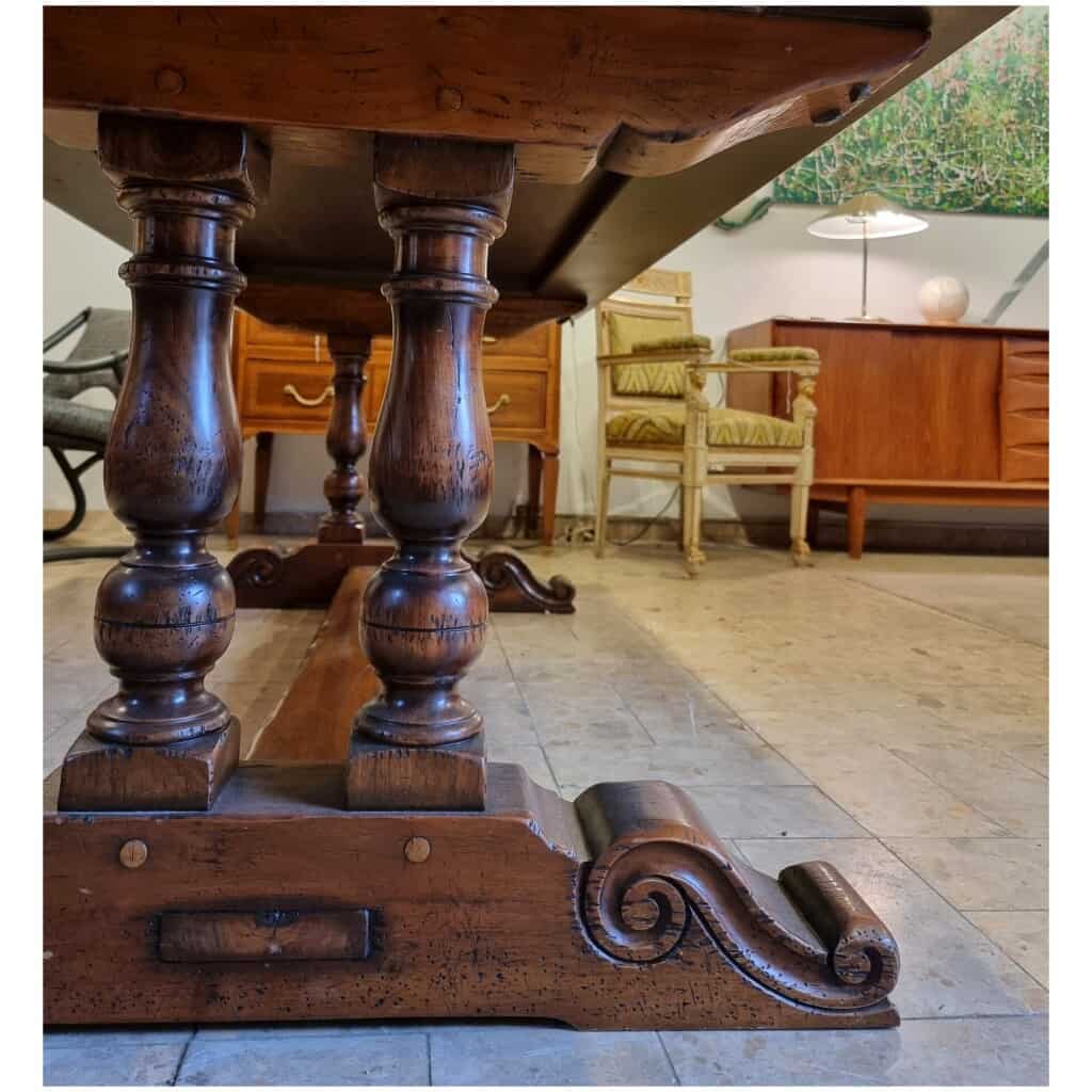 Table De Monastère à Pieds Balustre de Style Louis XIII – Noyer – 20ème 11