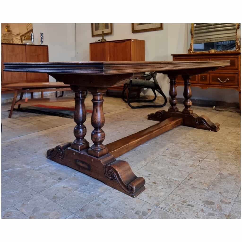 Table De Monastère à Pieds Balustre de Style Louis XIII – Noyer – 20ème 4