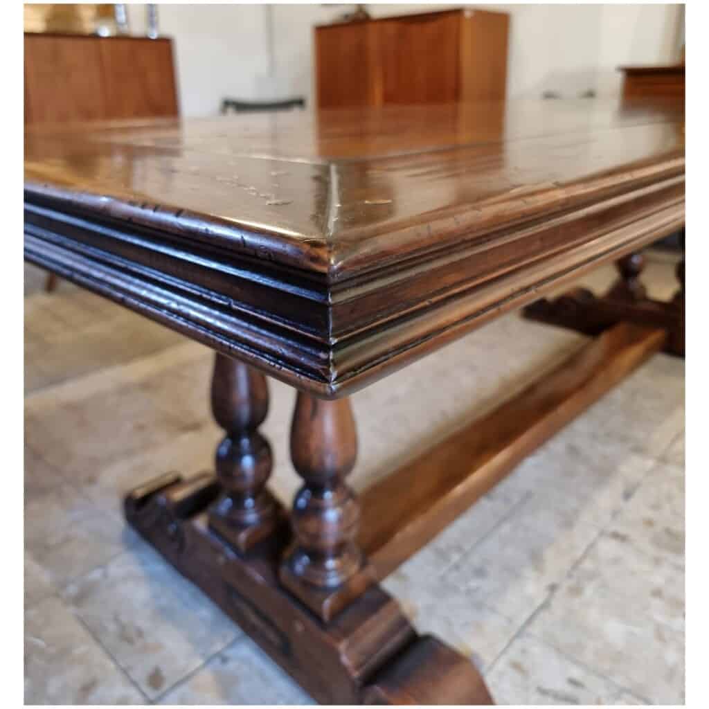Table De Monastère à Pieds Balustre de Style Louis XIII – Noyer – 20ème 10