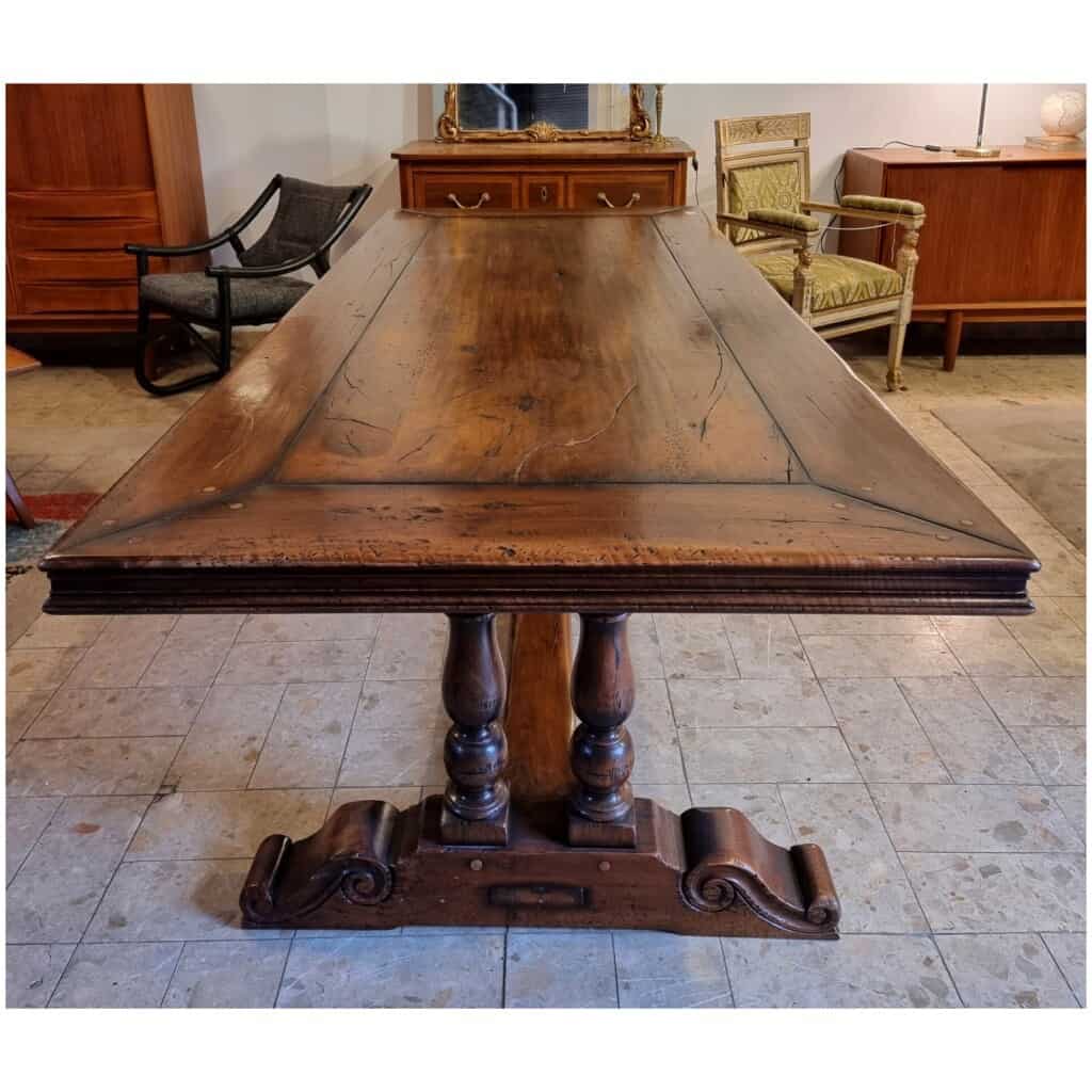 Table De Monastère à Pieds Balustre de Style Louis XIII – Noyer – 20ème 7