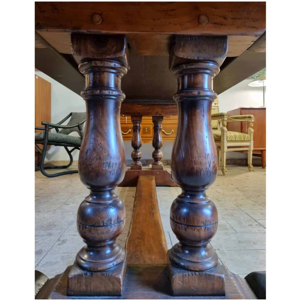 Table De Monastère à Pieds Balustre de Style Louis XIII – Noyer – 20ème 12