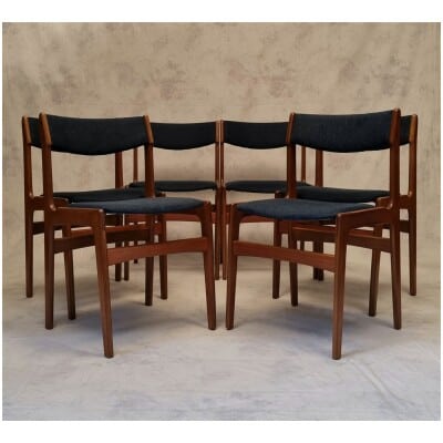 Series Of Six Scandinavian Chairs – Erik Buch – Teak – Ca 1960