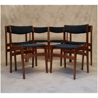 Série De Six Chaises Scandinaves – Erik Buch – Teck – Ca 1960