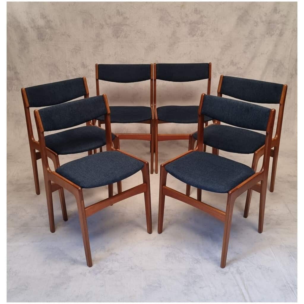 Series Of Six Scandinavian Chairs - Erik Buch - Teak - Ca 1960 5