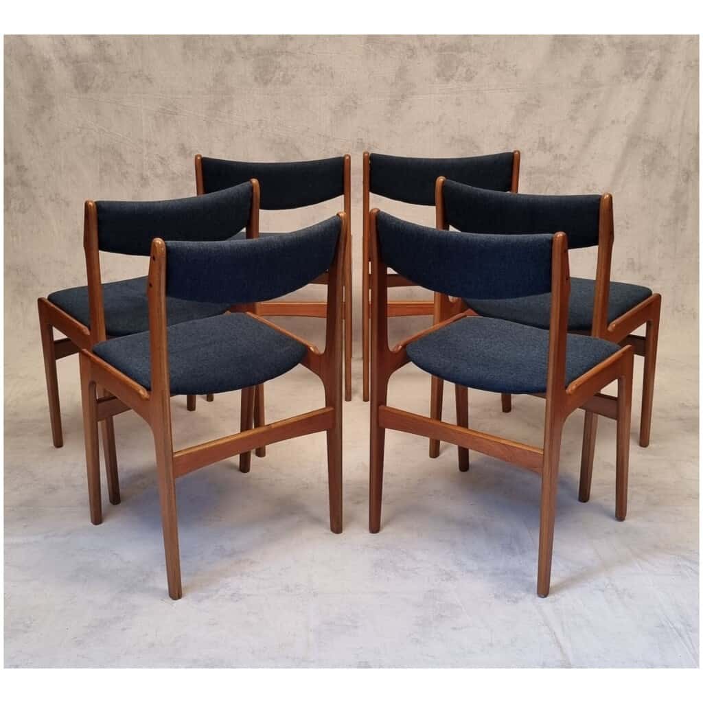 Series Of Six Scandinavian Chairs - Erik Buch - Teak - Ca 1960 7