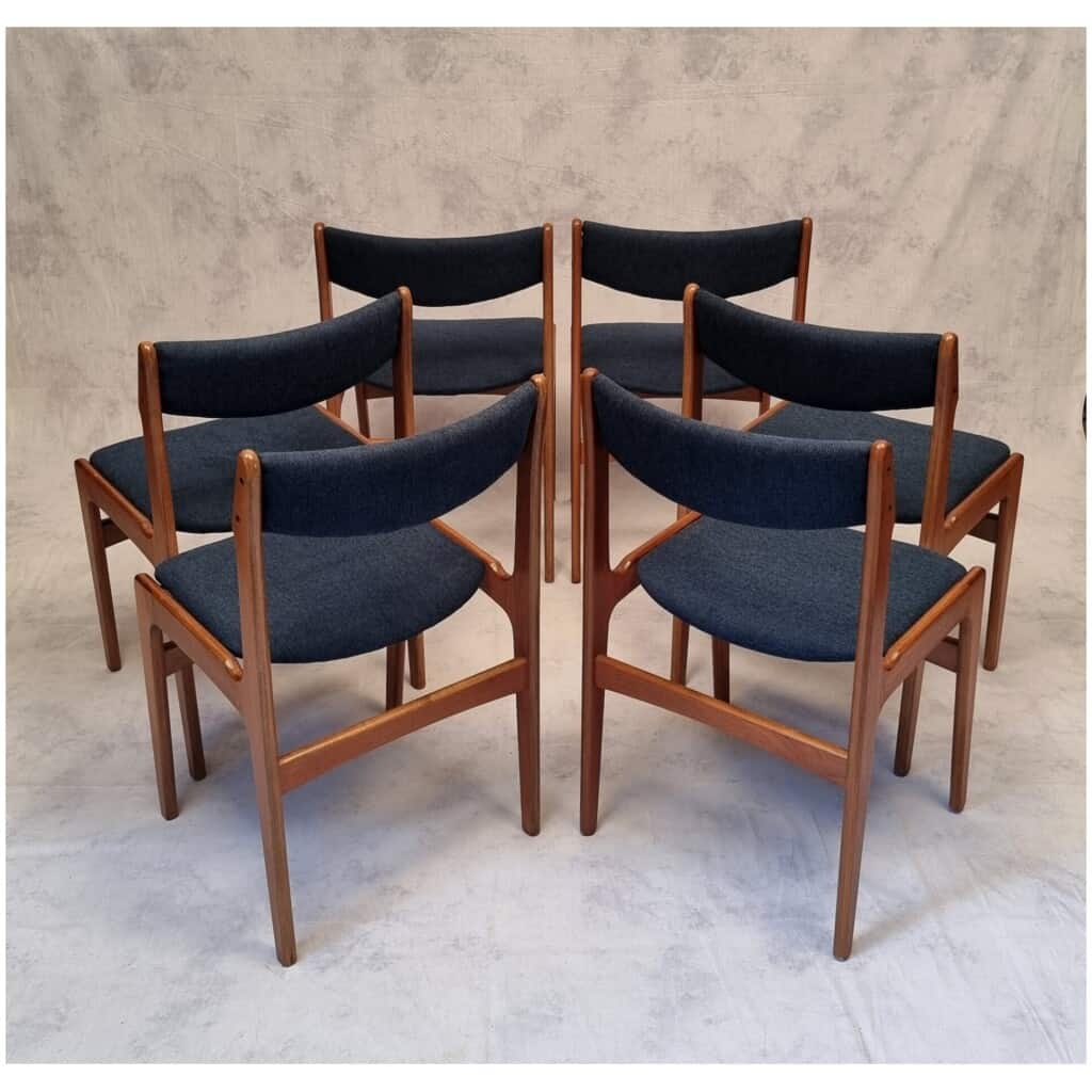 Series Of Six Scandinavian Chairs - Erik Buch - Teak - Ca 1960 8