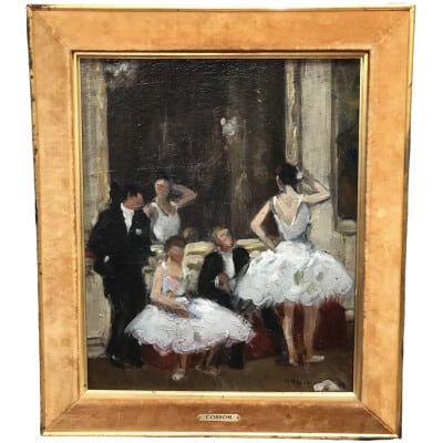 COSSON Marcel Tableau Début 20è Le salon des abonnés Peinture Huile Signée