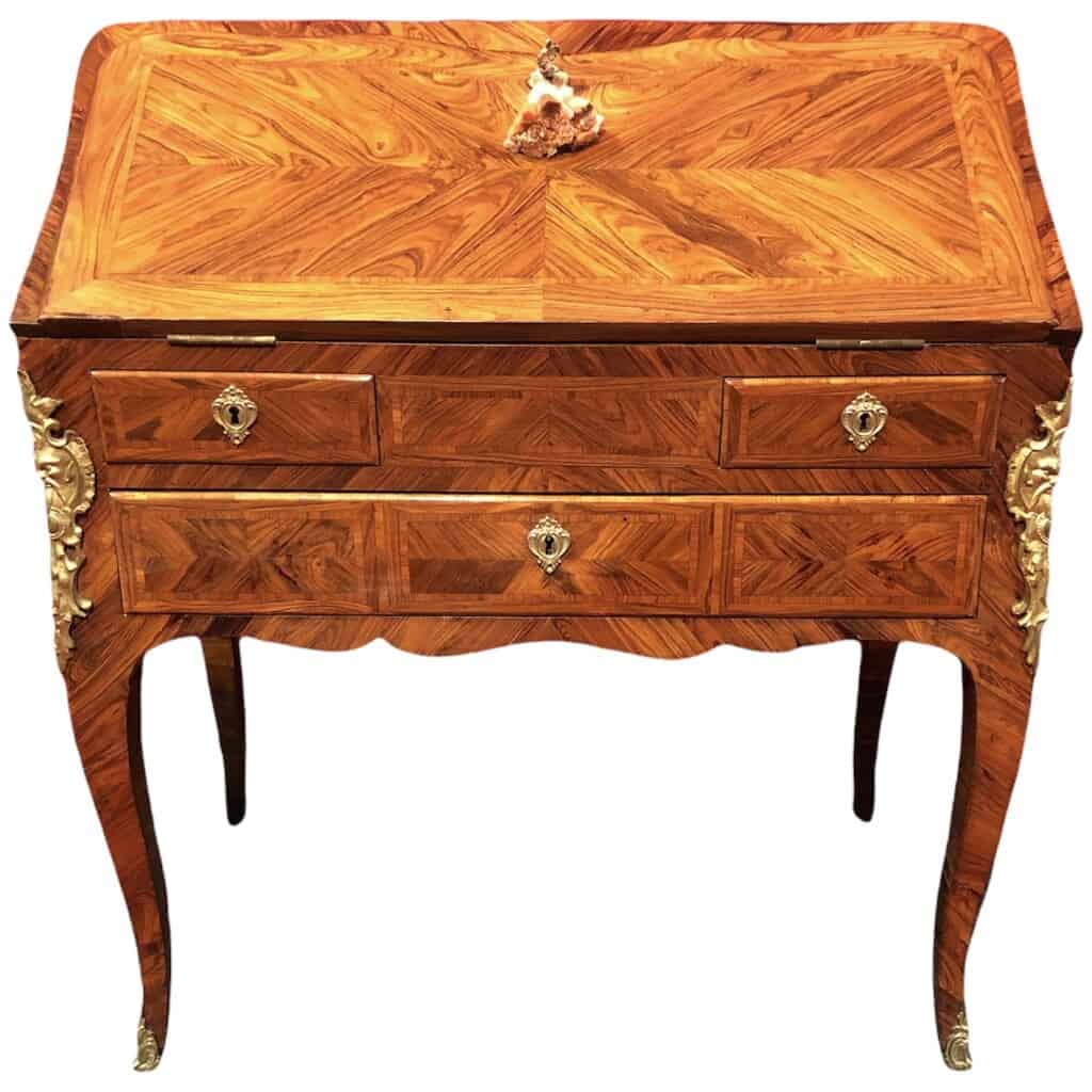 Louis XV desk called "donkey" in period kingwood veneer XVIIIth century 3