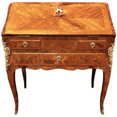 Louis XV desk called "donkey" in period kingwood veneer XVIIIth century 3