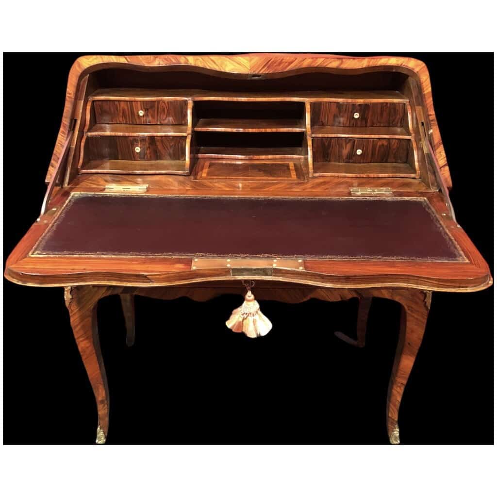 Louis XV desk called "donkey" in period kingwood veneer XVIIIth century 7