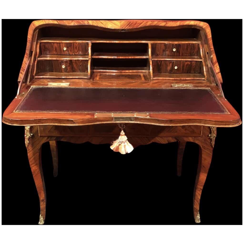 Louis XV desk called "donkey" in period kingwood veneer XVIIIth century 5