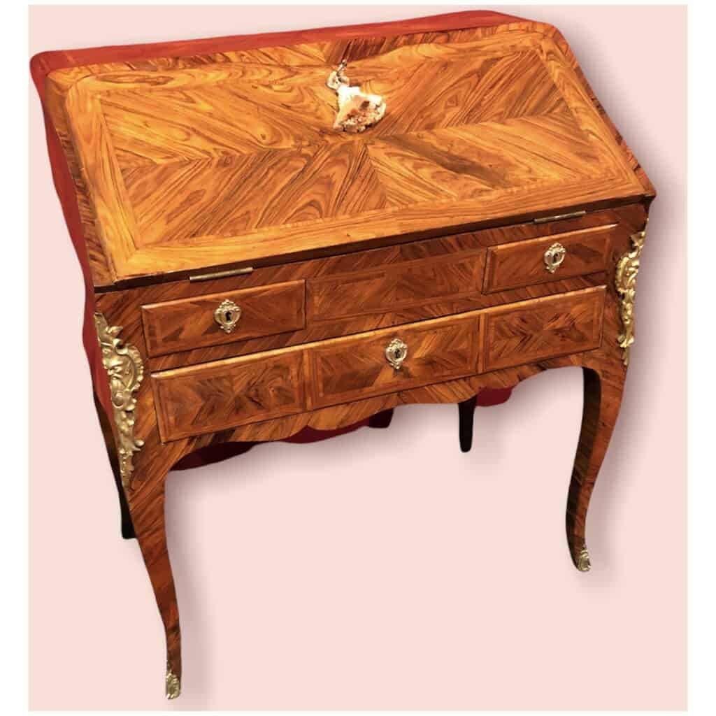 Louis XV desk called "donkey" in period kingwood veneer XVIIIth century 10