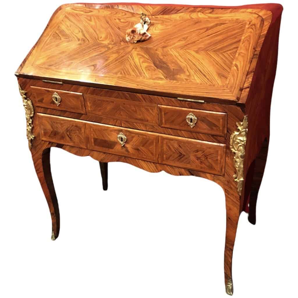 Louis XV desk called "donkey" in period kingwood veneer XVIIIth century 13