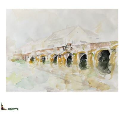 Watercolor signed Ch. Beroux, 40 cm x 30 cm, (1988)