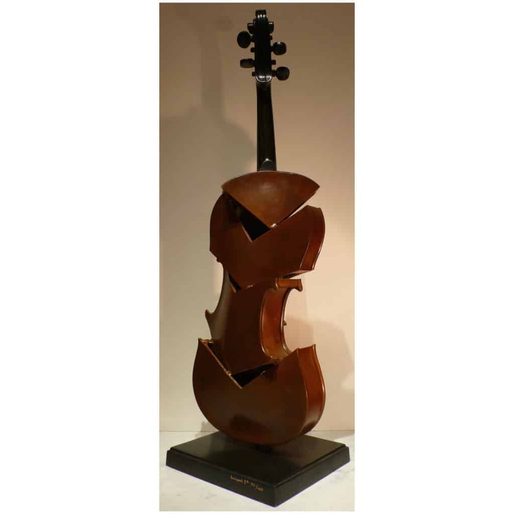 ARMAN Sculpture en bronze 20ème siècle signée Violon coupé II Hommage à Picasso Art moderne 8