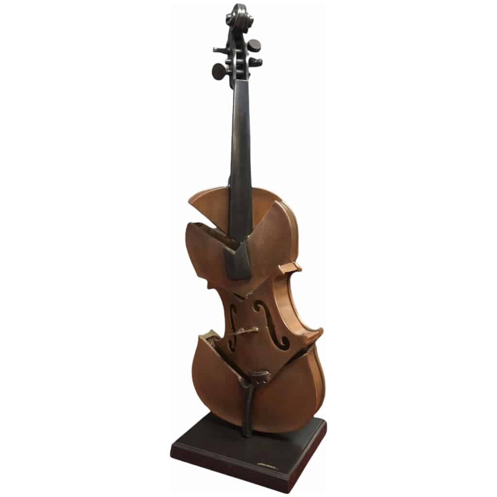 ARMAN Sculpture en bronze 20ème siècle signée Violon coupé II Hommage à Picasso Art moderne 3