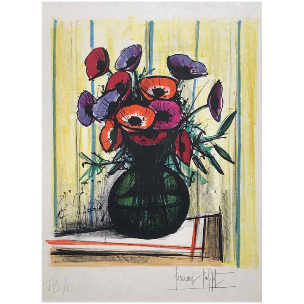BUFFET Bernard The anemones Original color lithograph signed 8 BUFFET Bernard The anemones Original color lithograph signed 8