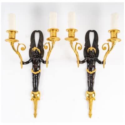 Paire d’appliques de style 1er Empire d’époque Napoléon III (1852 – 1870).