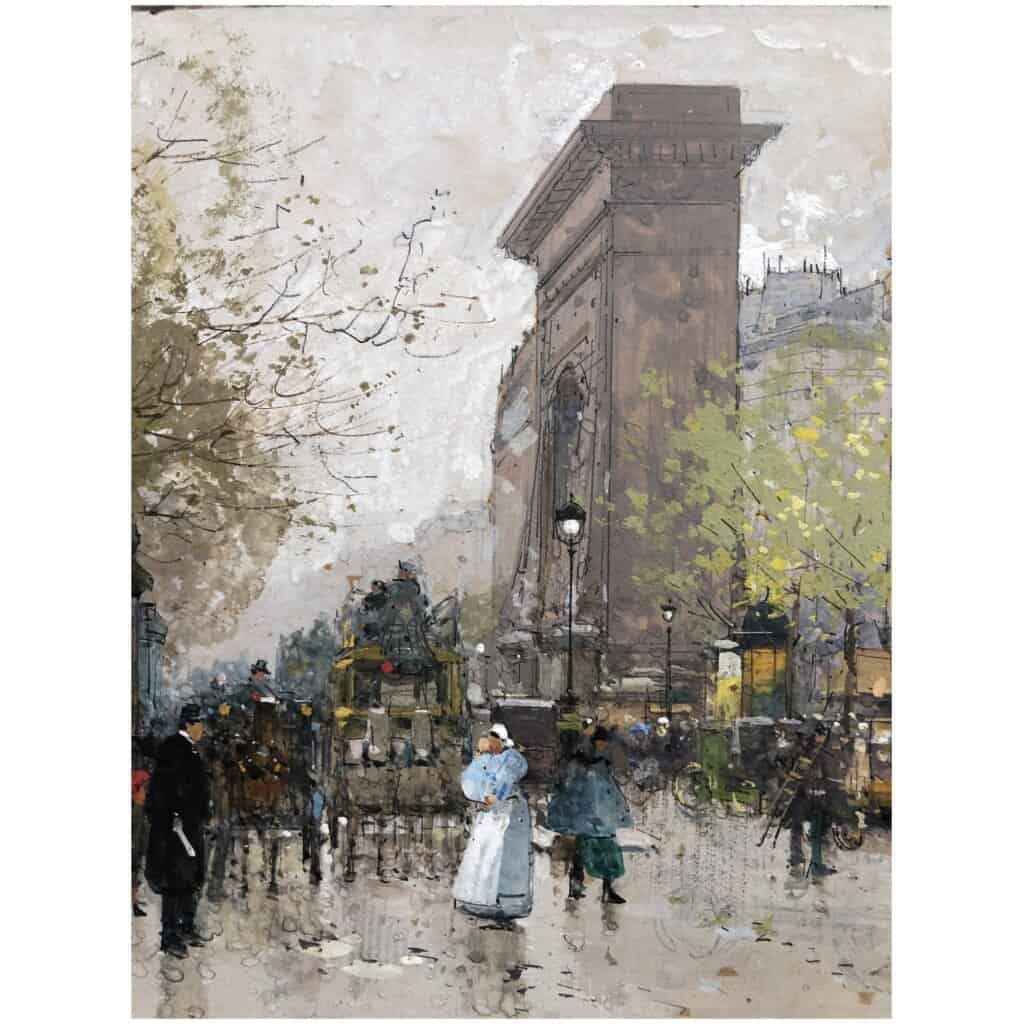 Galien Laloue Eugène French Painting 20th Century View Of Paris Animation Boulevard St Denis Gouache signée 13