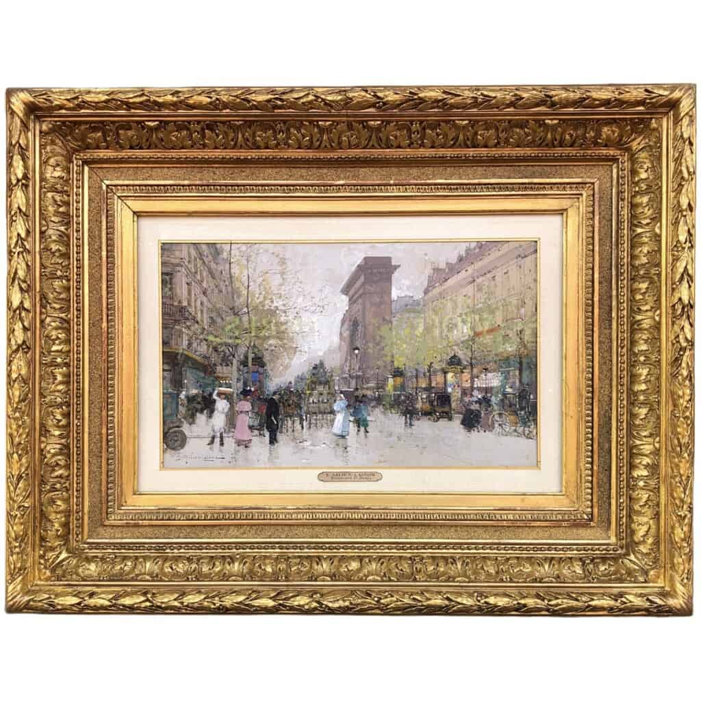 Galien Laloue Eugène French Painting 20th Century View Of Paris Animation Boulevard St Denis Gouache signée 5