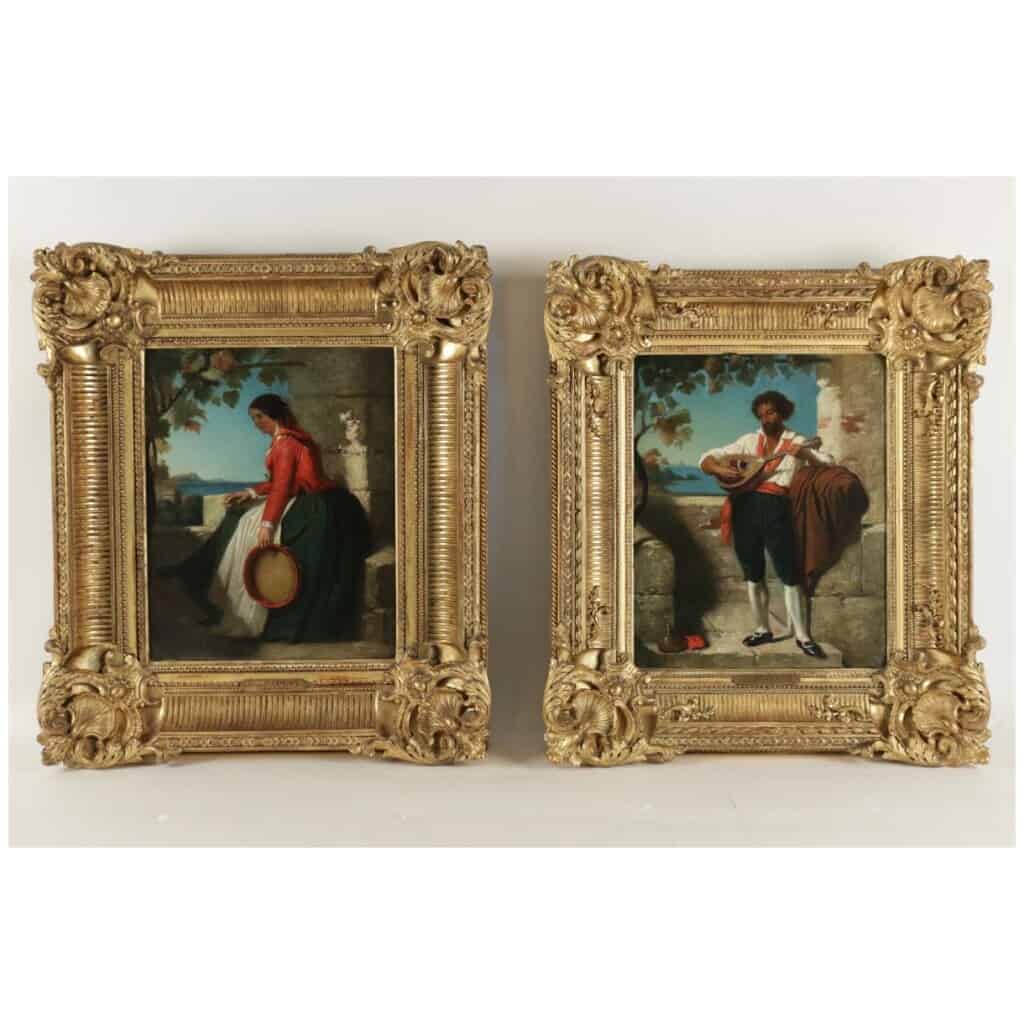 Dominique Louis Papety (1815 – 1849): Pair of portraits representing a couple of Neapolitans 3