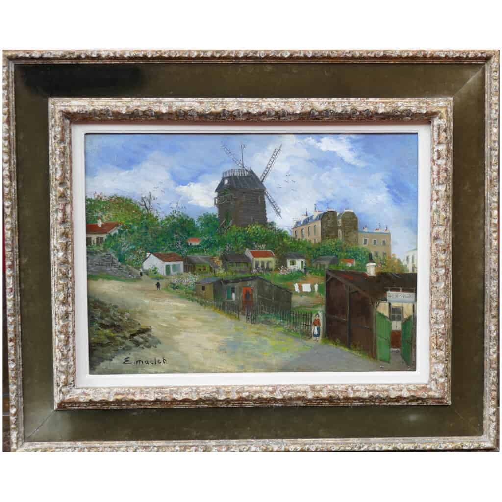 Elisée MACLET French Painting 20th Century Paris Montmartre Moulin de La Galette Le maquis Oil Signed 3