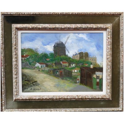 Elisée MACLET French Painting 20th Century Paris Montmartre Moulin de La Galette Le maquis Oil Signed