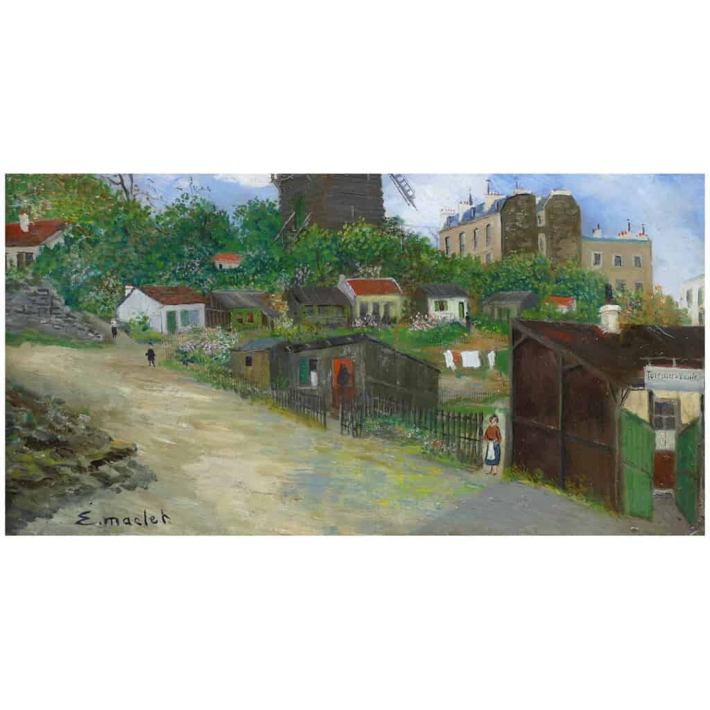 Elisée MACLET French Painting 20th Century Paris Montmartre Moulin de La Galette Le maquis Oil Signed 13