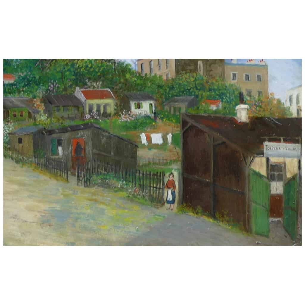 Elisée MACLET Tableau Français 20ème siècle Paris Montmartre Moulin de La Galette Le maquis Huile Signée 11