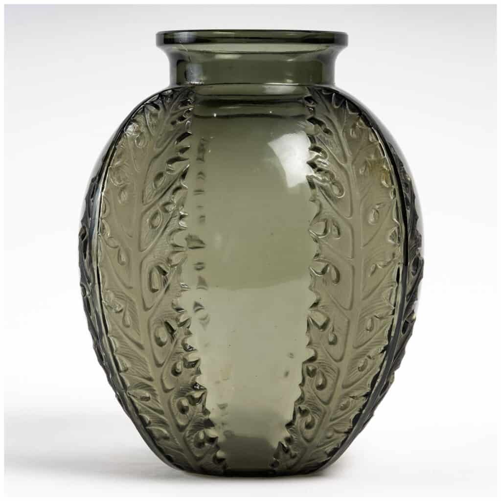 1922 René Lalique – Vase Chardons Verre Gris Topaze 5
