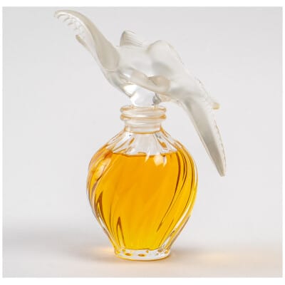 1948 Marc Lalique Flacon Géant « L’Air de Temps » cristal blanc parfum d’origine pour Nina Ricci